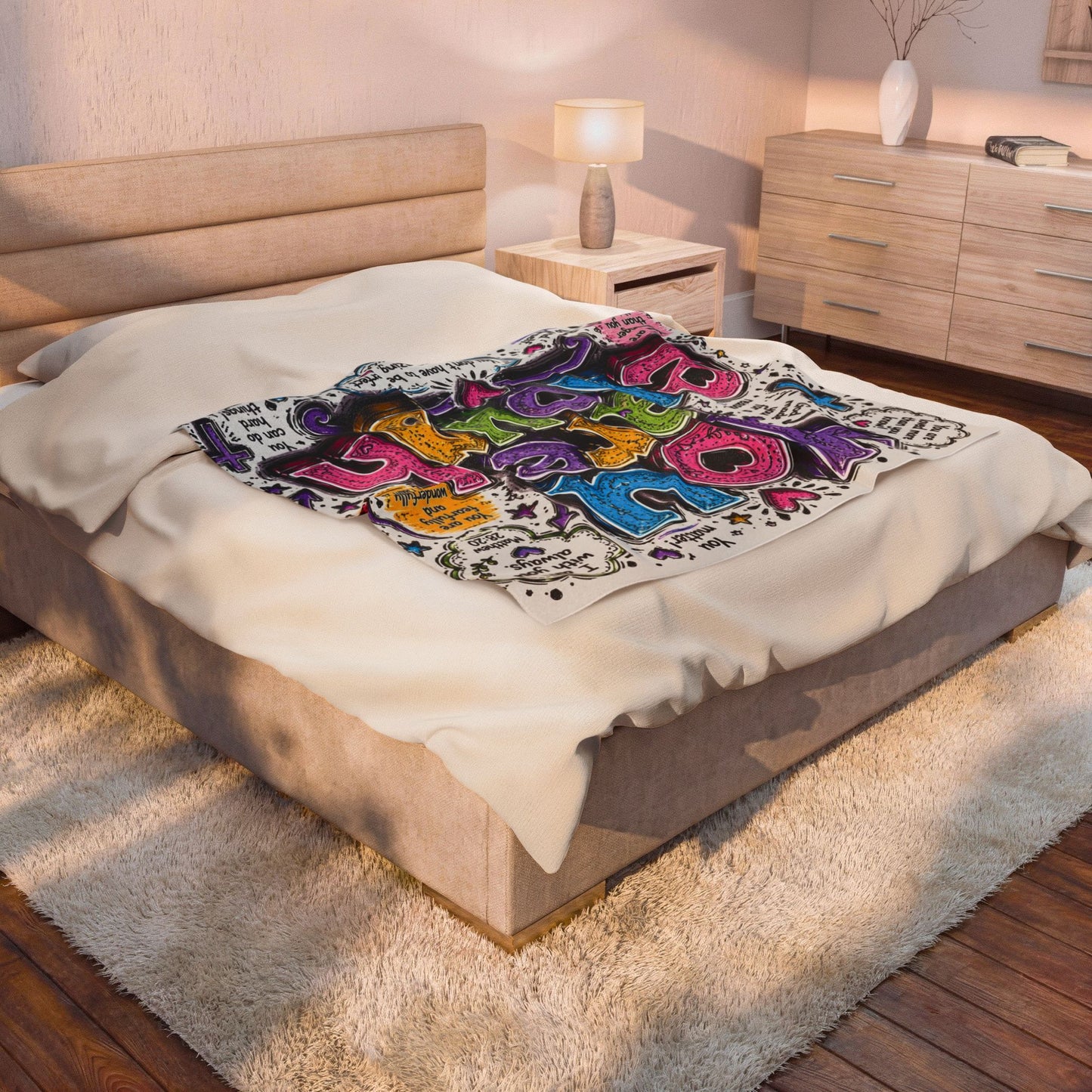 You Are Enough Velveteen Plush Blanket – Inspirational Cozy Throw for Self-Love & Gifts