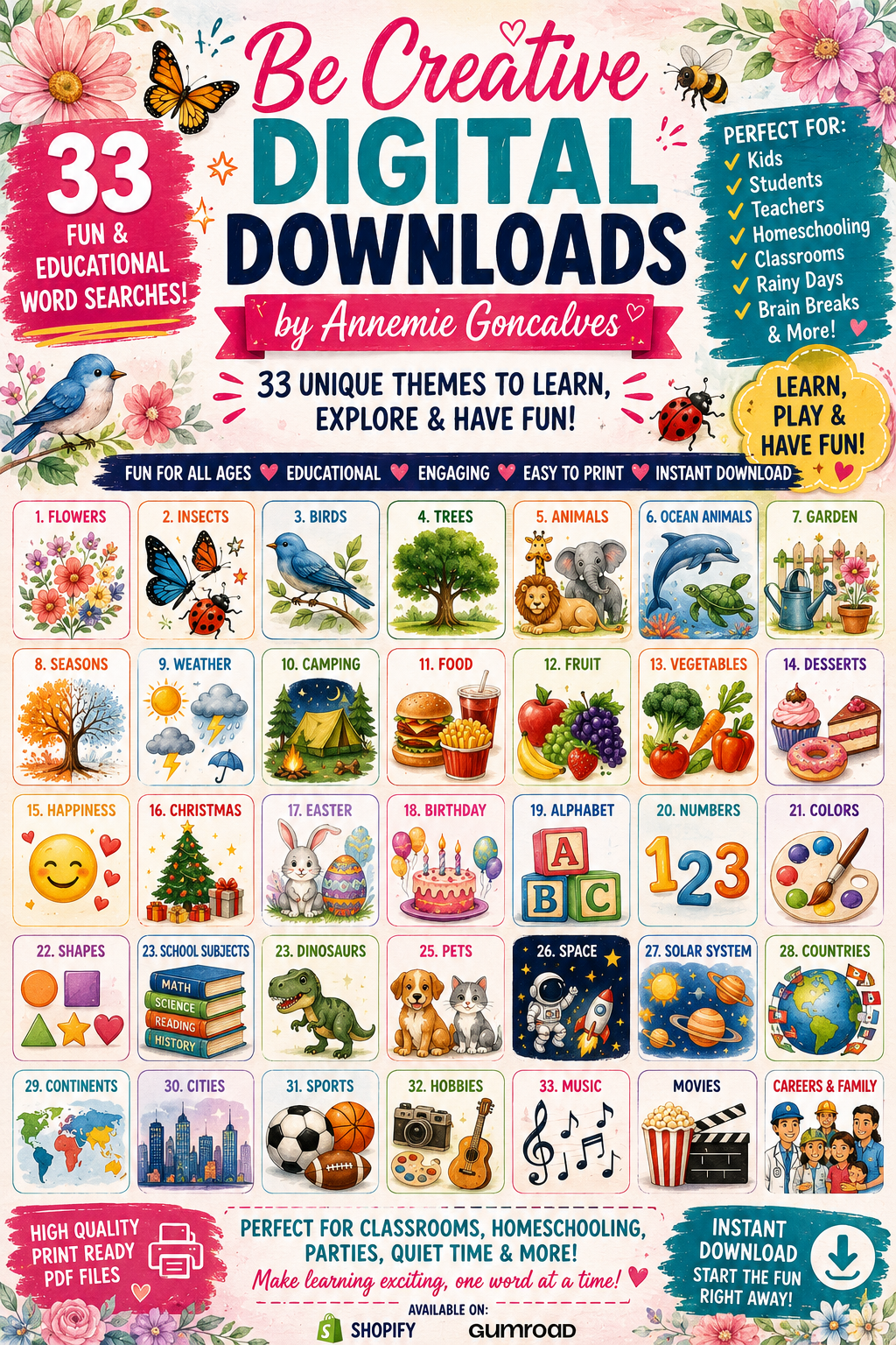33 Fun and Educational Word Searches for Kids