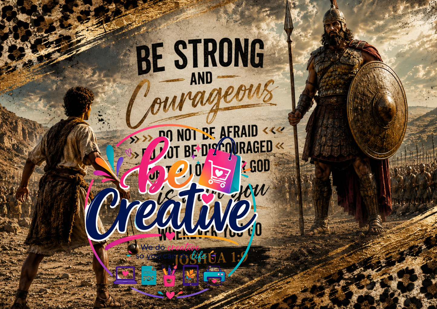 David and Goliath Wrap | Ready-to-Print Designs | Instant Download