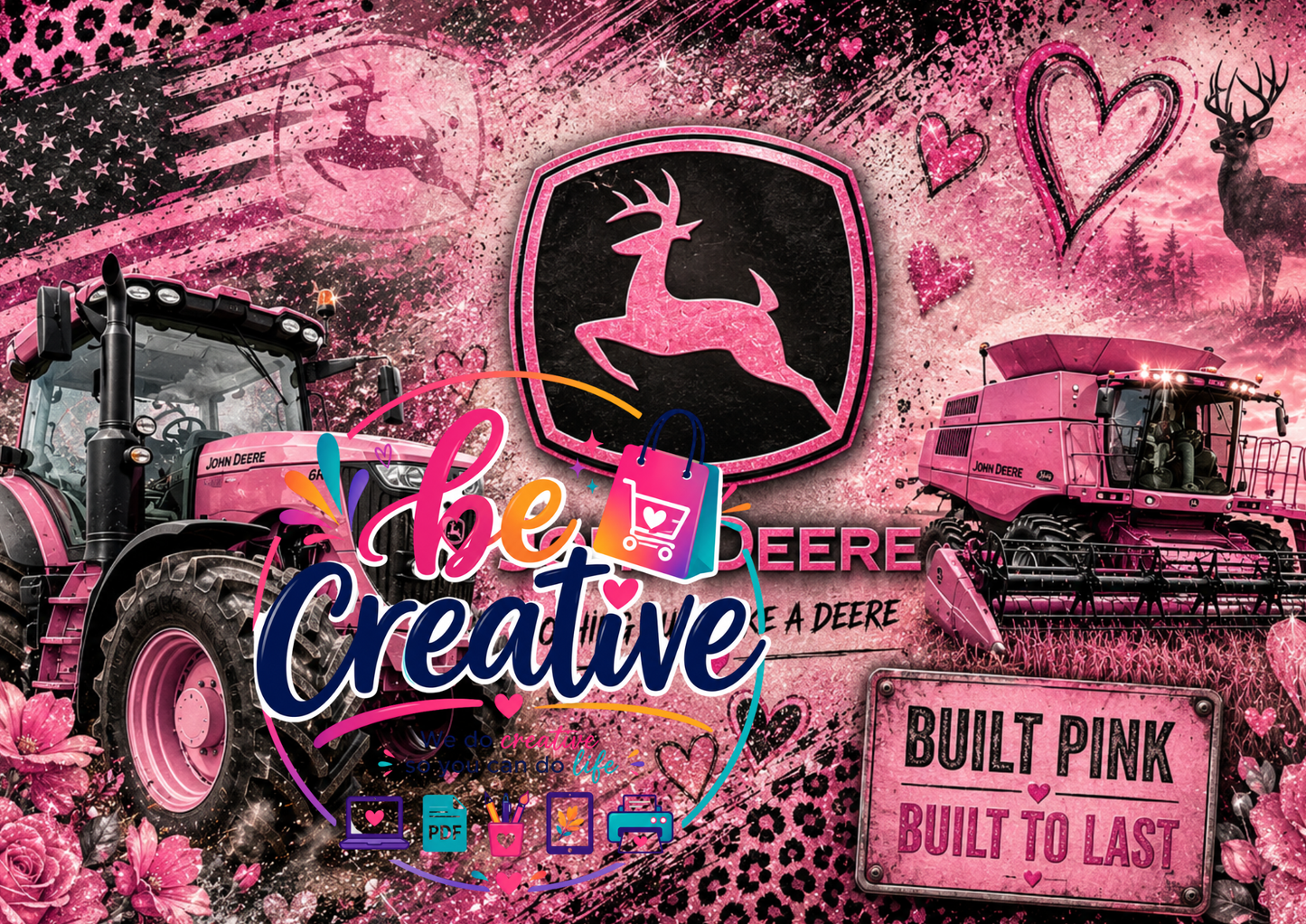 John Deere Pink Wrap | Ready-to-Print Designs | Instant Download
