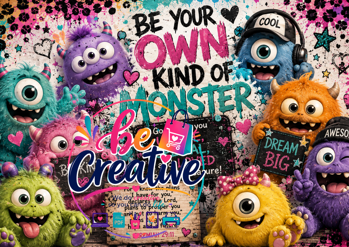 Be your own kind of Monster Wrap | High-Quality Sublimation PNG Designs | Instant Digital Download