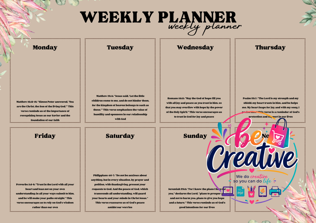 Faith-Filled Digital Weekly Planner for Women on the Go Plan with Purpose • Stay Organized • Grow in Faith
