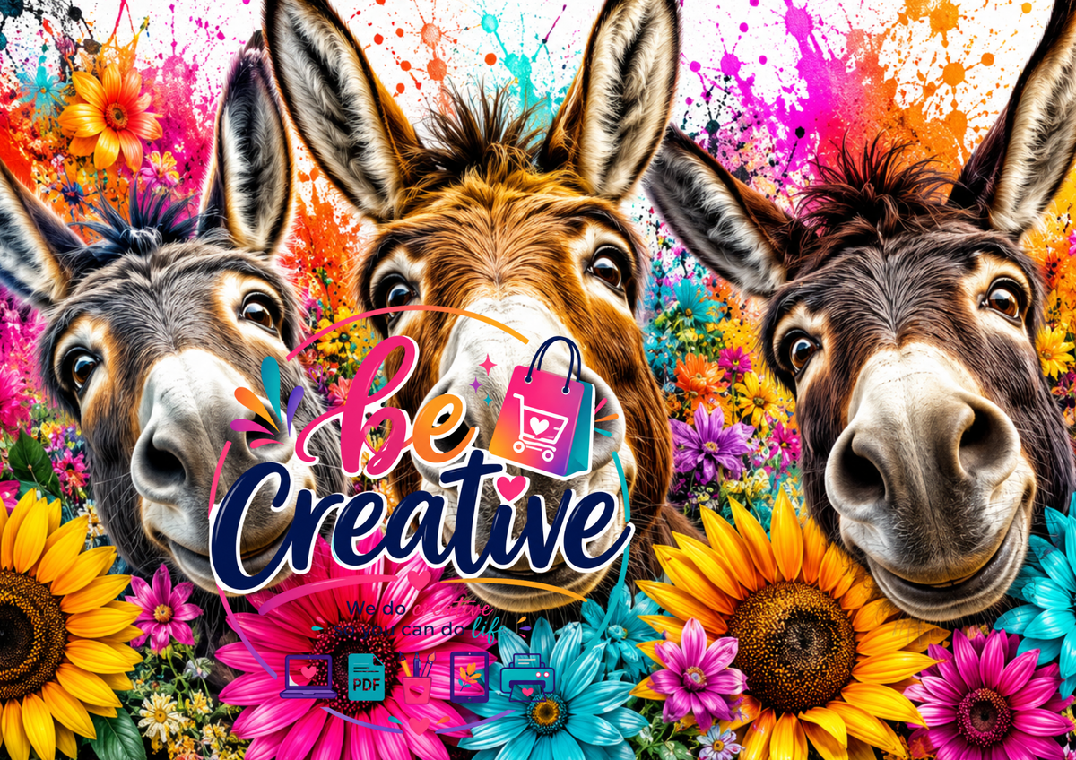 Vibrant Donkey Daisy Wrap | High-Quality Sublimation PNG Designs | Instant Digital Download