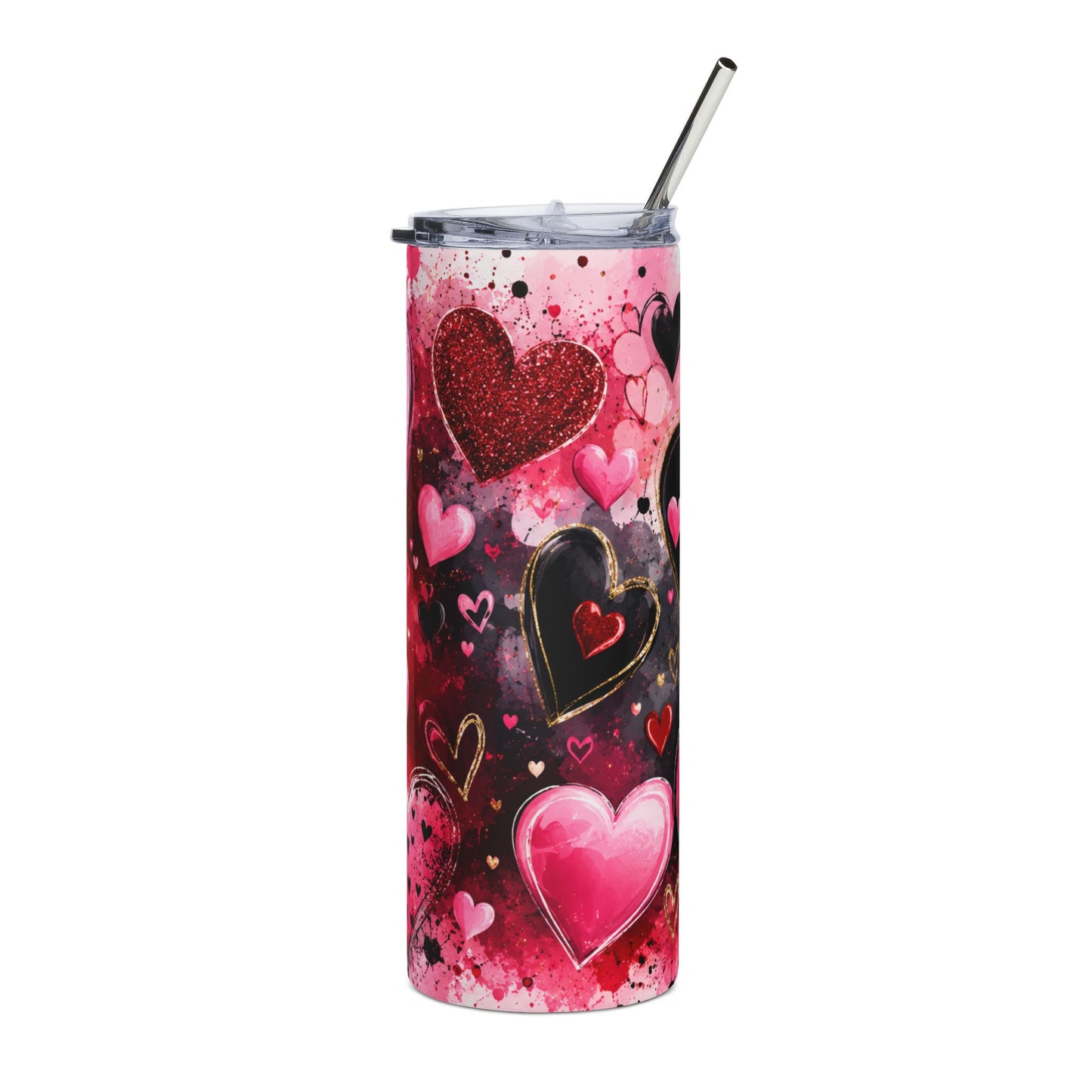 Heart Pattern 20oz Stainless Steel Tumbler — Valentine Love Travel Mug