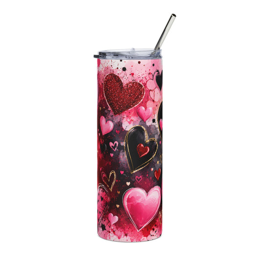 Heart Pattern 20oz Stainless Steel Tumbler — Valentine Love Travel Mug