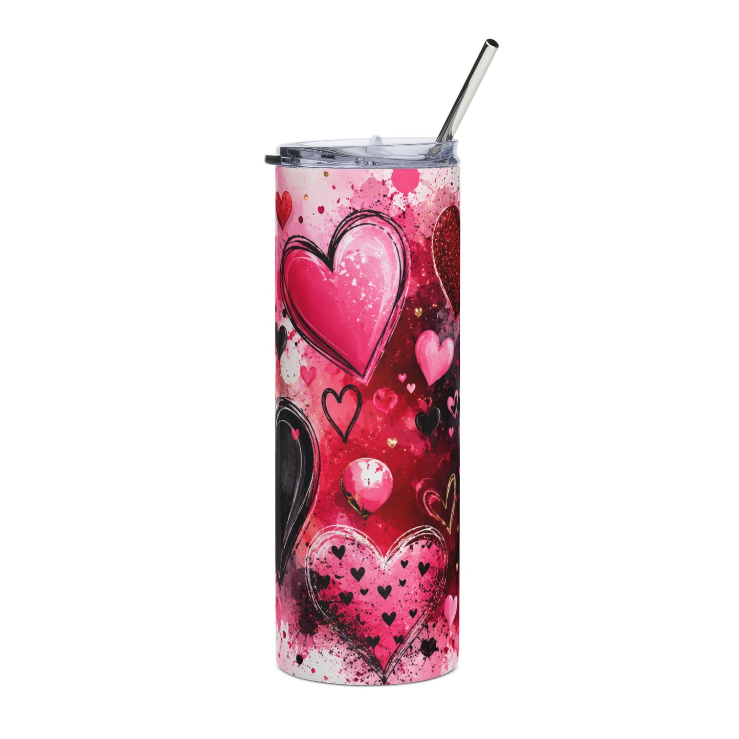 Heart Pattern 20oz Stainless Steel Tumbler — Valentine Love Travel Mug