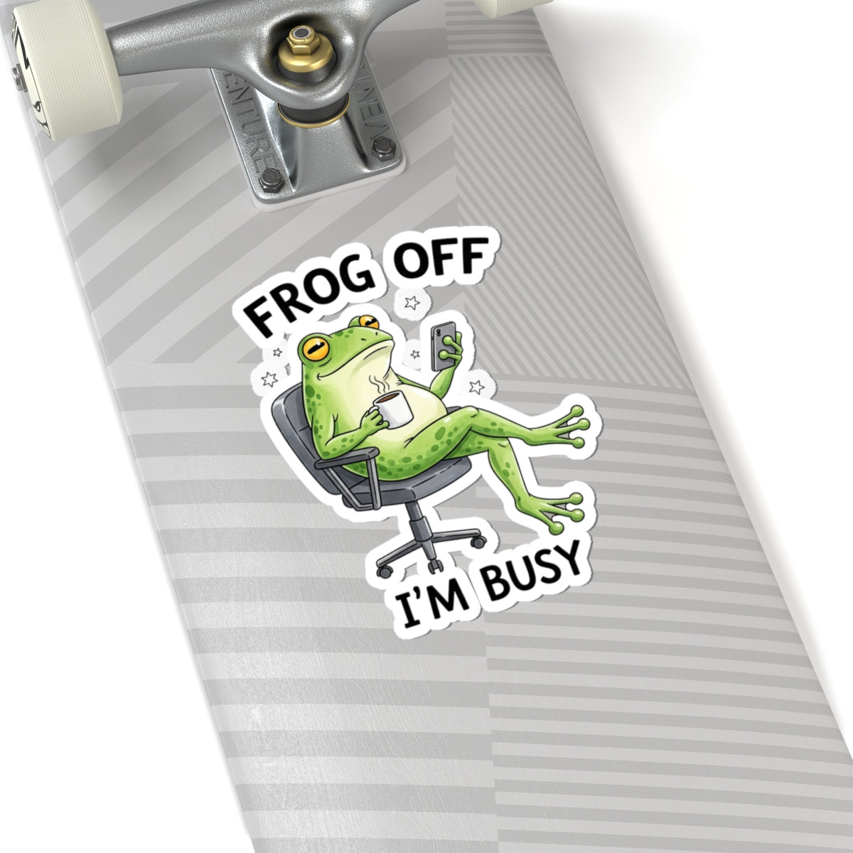Frog Off I'm Busy Sticker — Funny Office Frog Kiss-Cut Vinyl Sticker