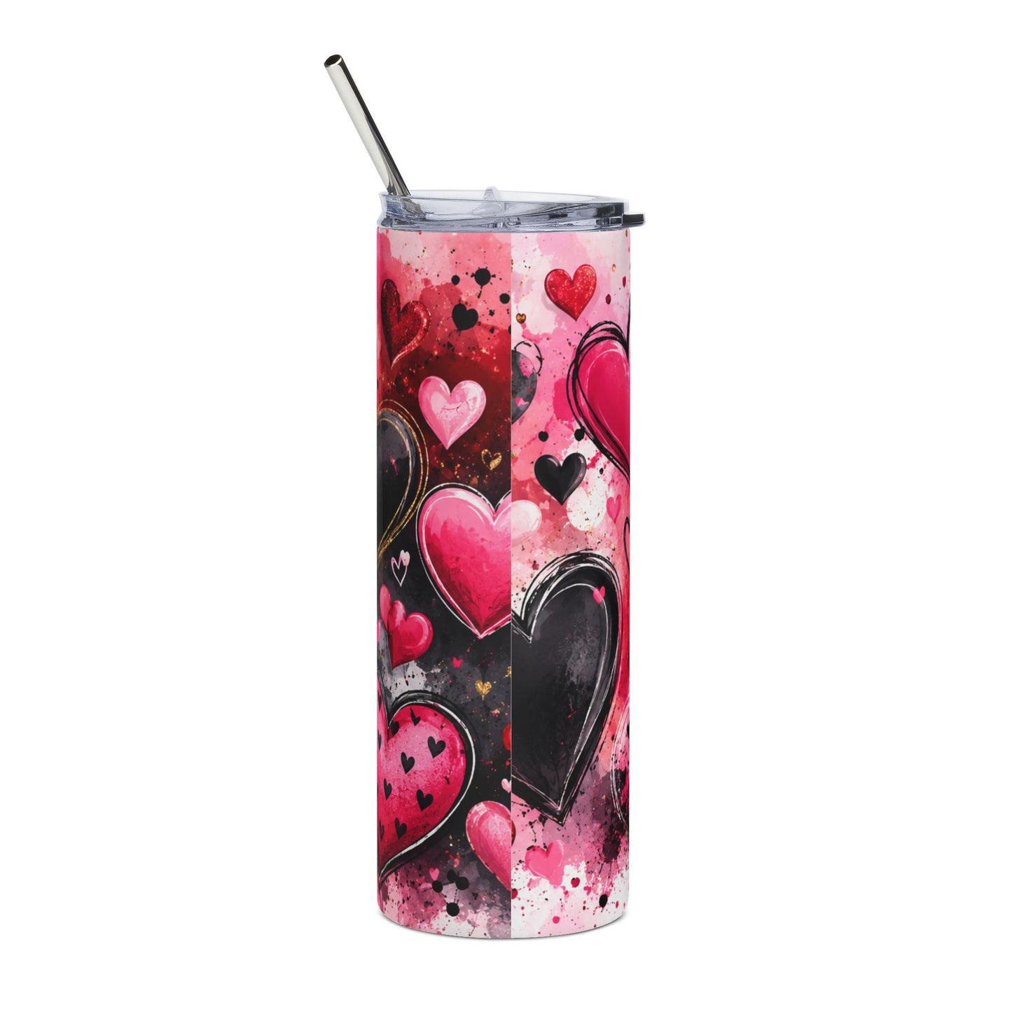 Heart Pattern 20oz Stainless Steel Tumbler — Valentine Love Travel Mug
