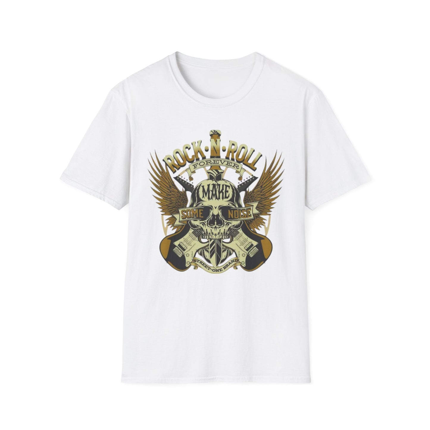 Rock 'N' Roll Forever T‑Shirt — Vintage Skull & Wings Guitar Tee