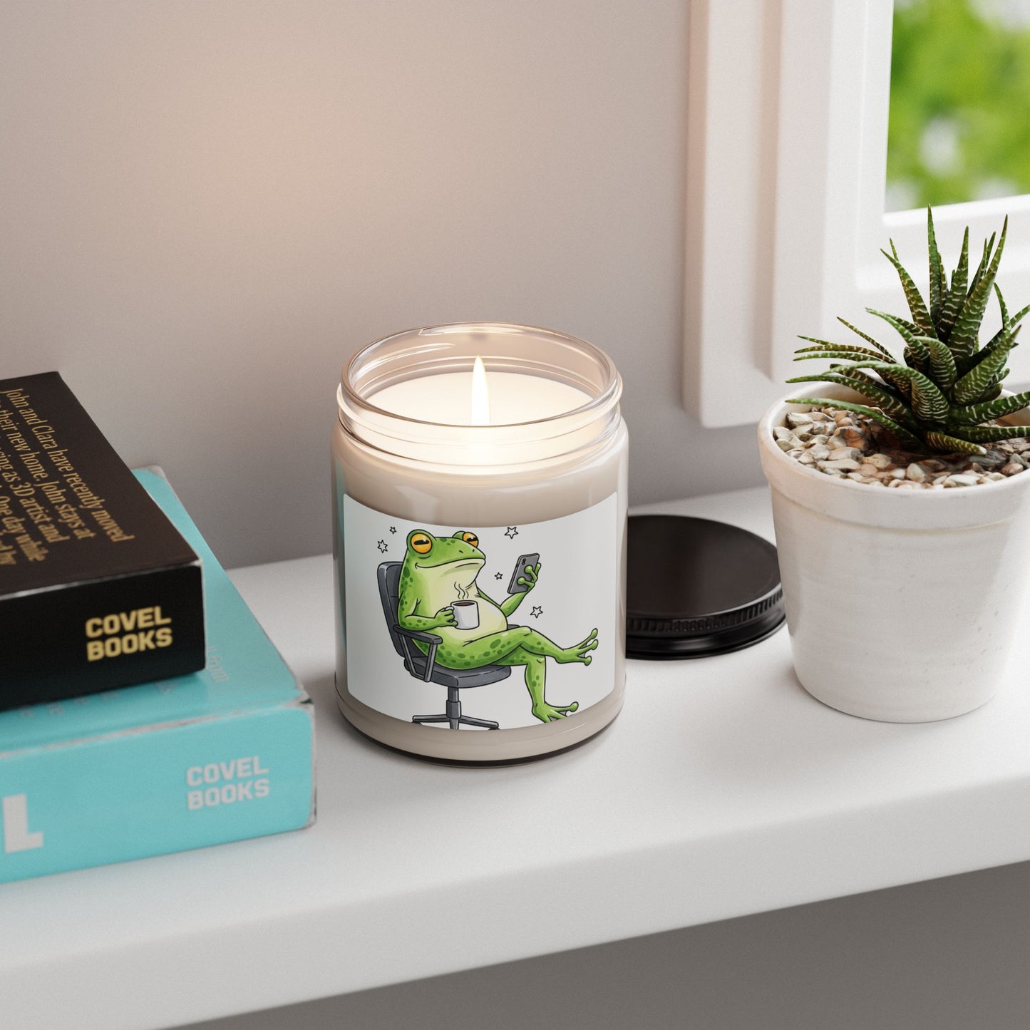 Relaxed Frog Soy Candle — 9oz Scented Jar (Cozy Chill Vibes)