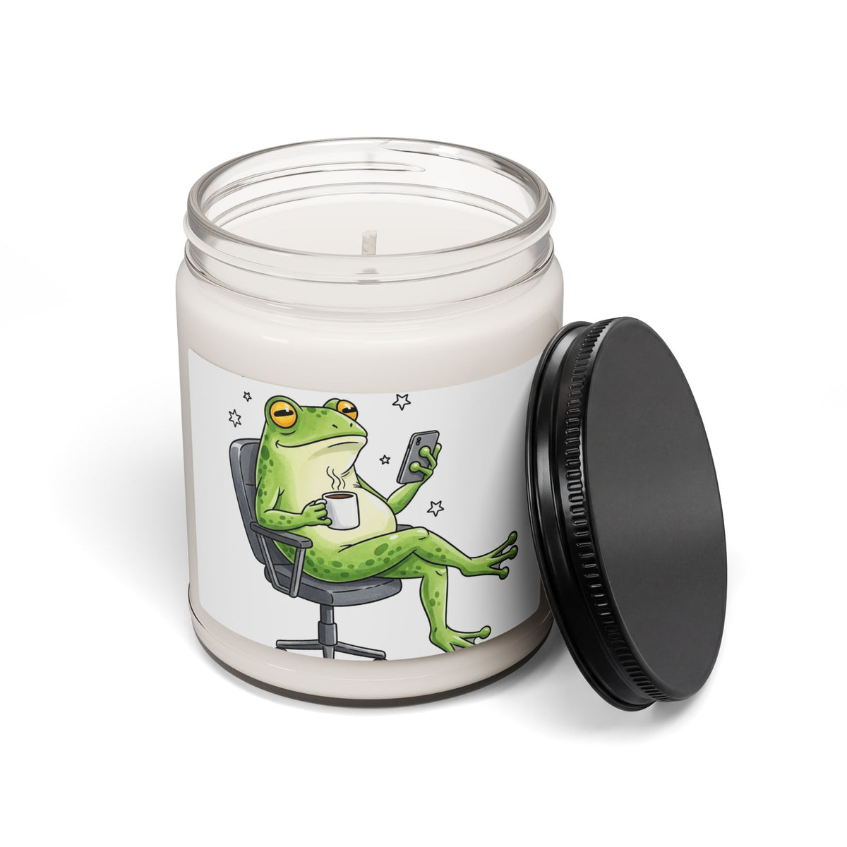 Relaxed Frog Soy Candle — 9oz Scented Jar (Cozy Chill Vibes)