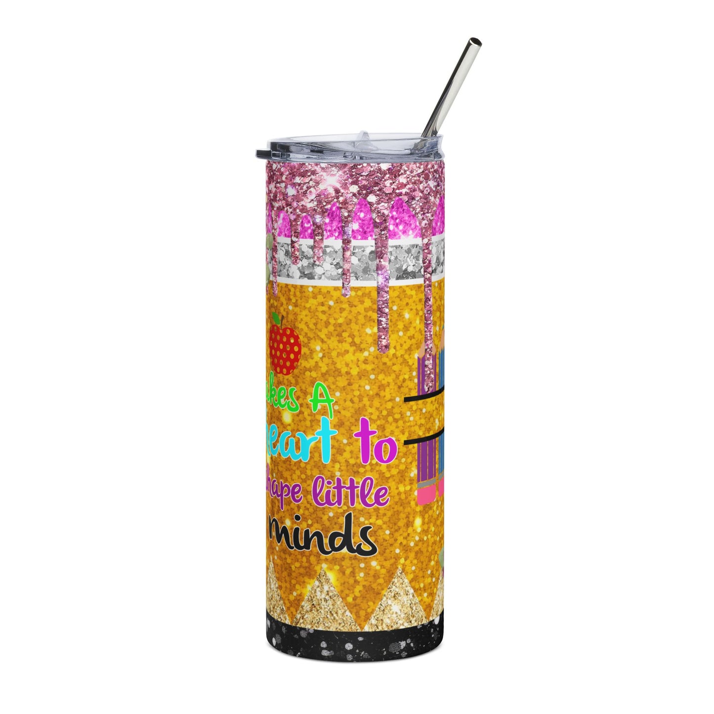 20oz Teacher Tumbler — "It Takes a Big Heart to Shape Little Minds" Stainless Steel Travel Cup