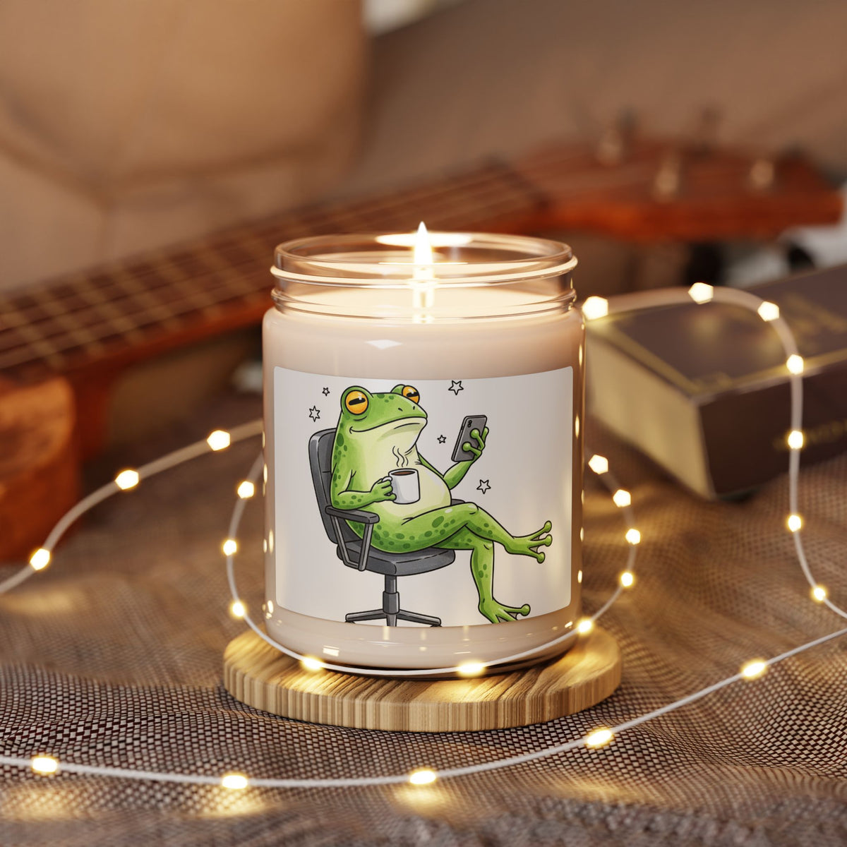Relaxed Frog Soy Candle — 9oz Scented Jar (Cozy Chill Vibes)