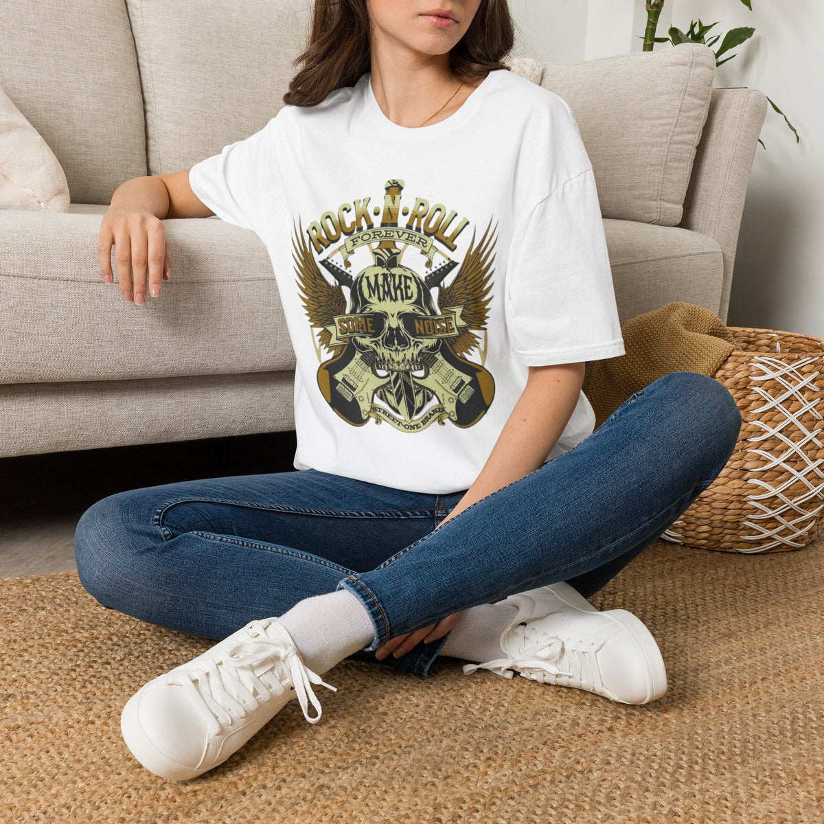 Rock 'N' Roll Forever T‑Shirt — Vintage Skull & Wings Guitar Tee