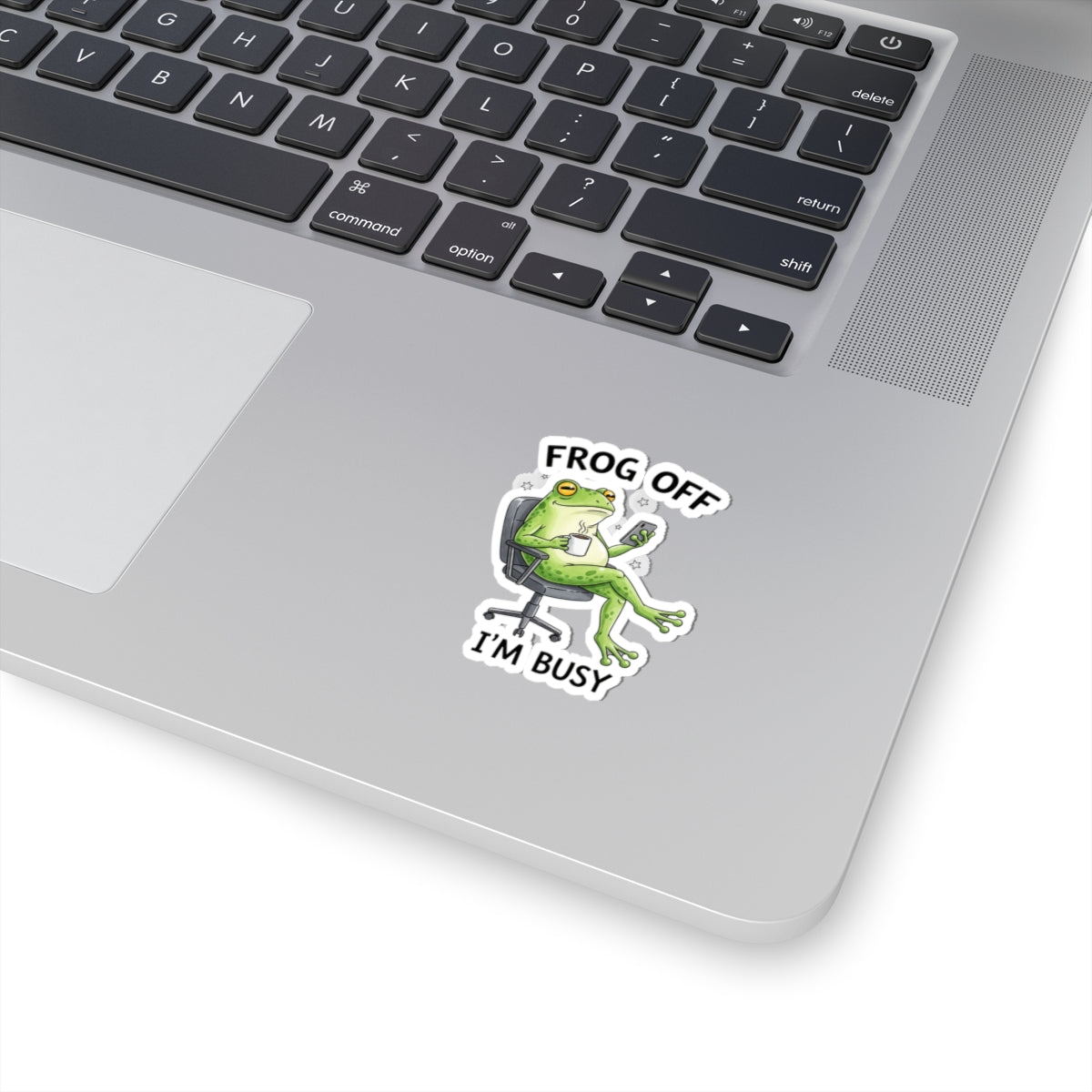 Frog Off I'm Busy Sticker — Funny Office Frog Kiss-Cut Vinyl Sticker