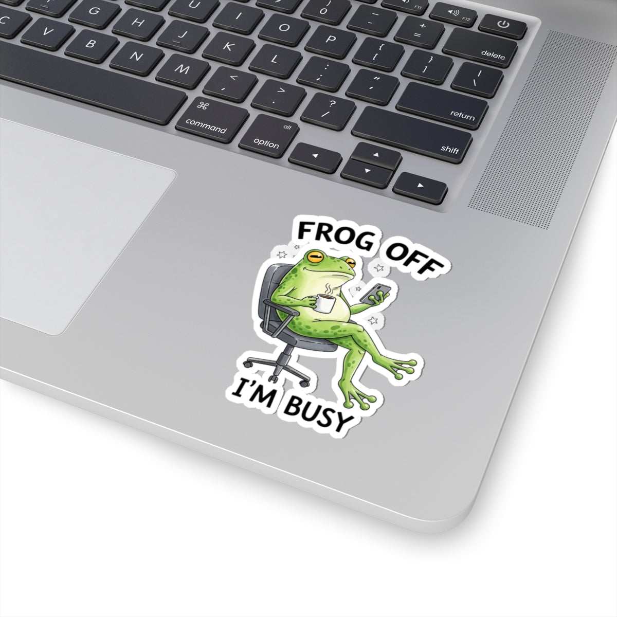Frog Off I'm Busy Sticker — Funny Office Frog Kiss-Cut Vinyl Sticker