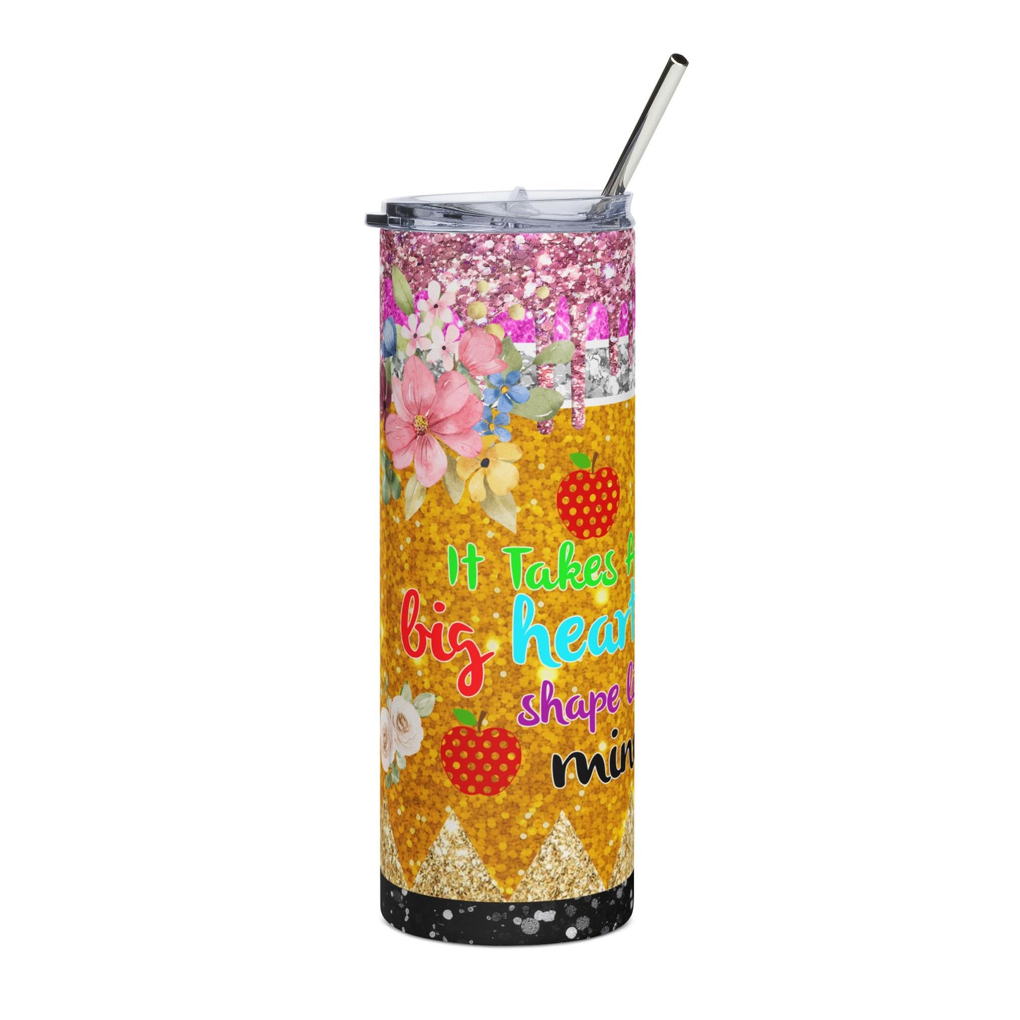 20oz Teacher Tumbler — "It Takes a Big Heart to Shape Little Minds" Stainless Steel Travel Cup