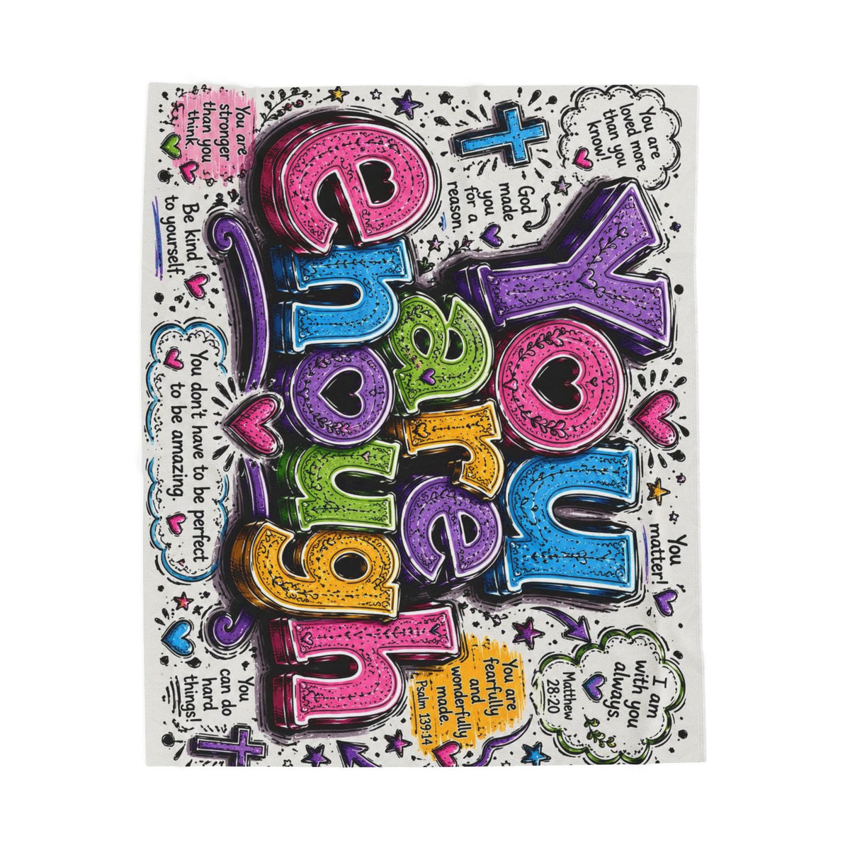 You Are Enough Velveteen Plush Blanket – Inspirational Cozy Throw for Self-Love & Gifts