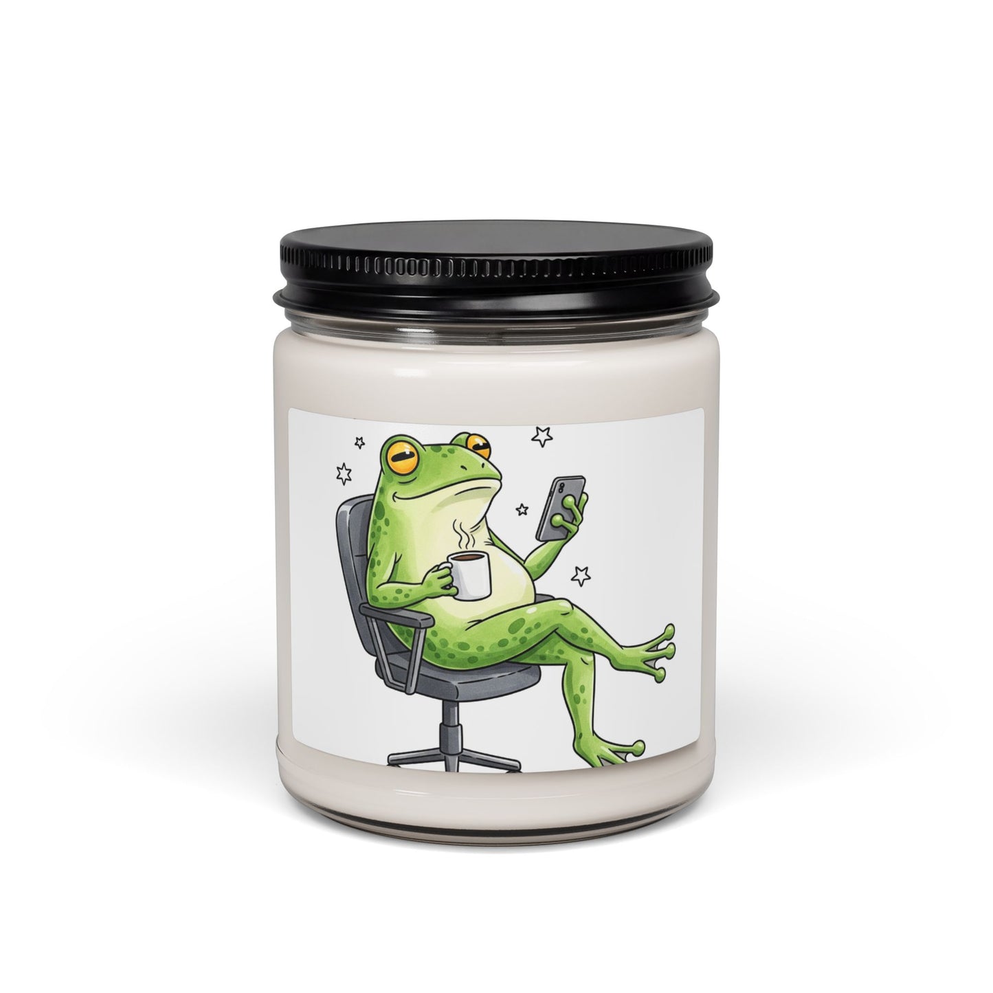 Relaxed Frog Soy Candle — 9oz Scented Jar (Cozy Chill Vibes)
