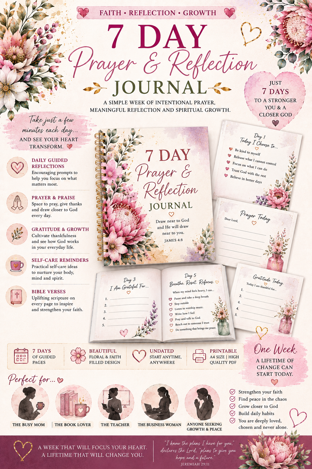7 Day Prayer and Reflection Journal for Ladies
