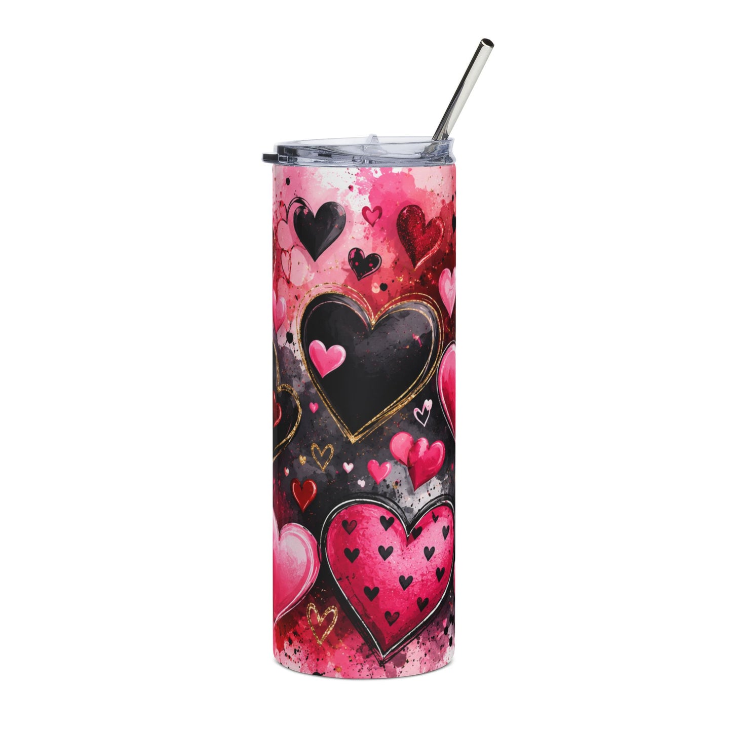 Heart Pattern 20oz Stainless Steel Tumbler — Valentine Love Travel Mug
