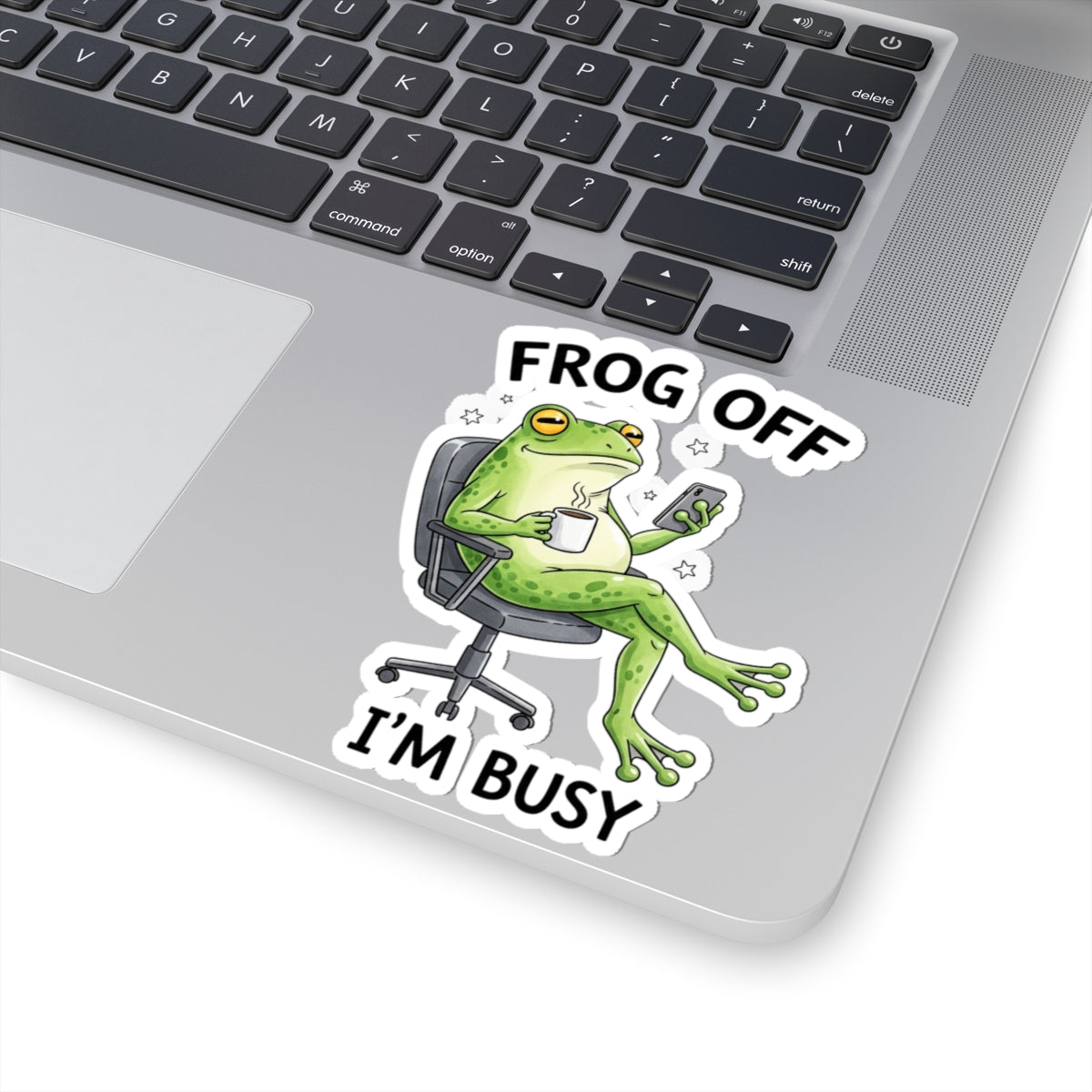 Frog Off I'm Busy Sticker — Funny Office Frog Kiss-Cut Vinyl Sticker