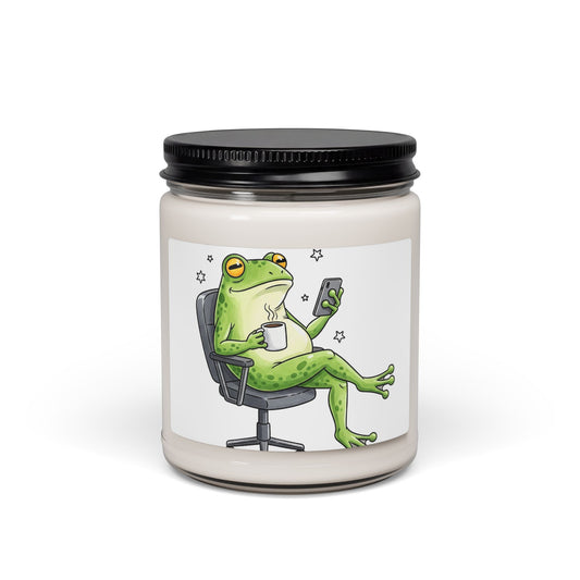 Relaxed Frog Soy Candle — 9oz Scented Jar (Cozy Chill Vibes)