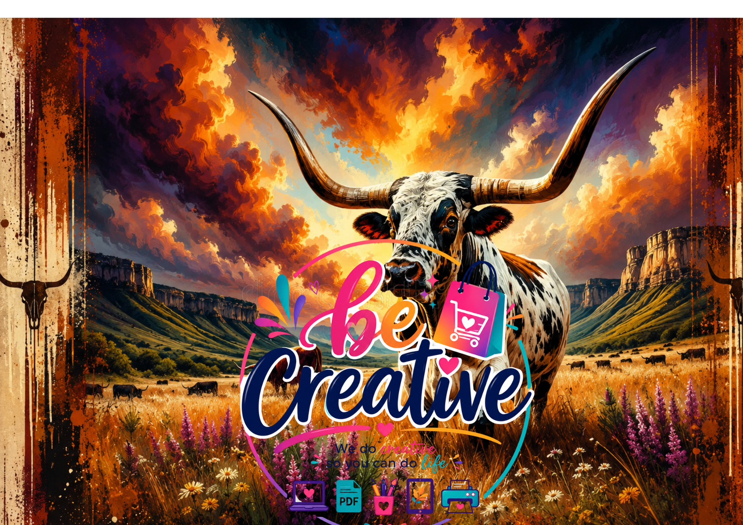 Vibrant Cattle Wrap | Ready-to-Print Designs | Instant Download