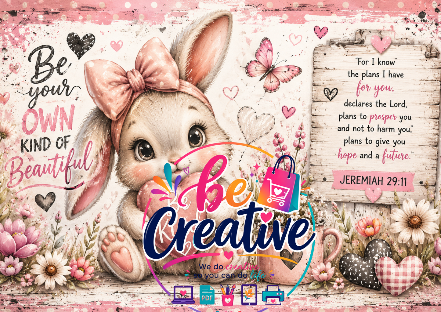 Cute Bunny Wrap | Ready-to-Print Designs | Instant Download