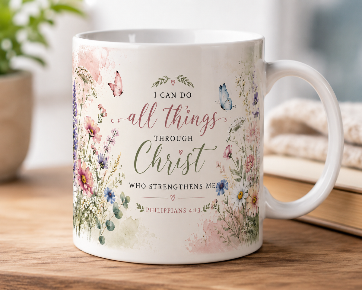 Elegant Bible Verse 11 oz Mug Sublimation Design | Printable PNG | Daily Faith Inspiration | Instant Digital Download
