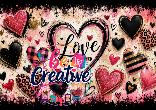 Love black and pink Hearts Wrap| Ready-to-Print Designs | Instant Download