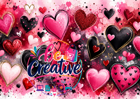 Hearts Pink Black and Red Wrap| Ready-to-Print Designs | Instant Download