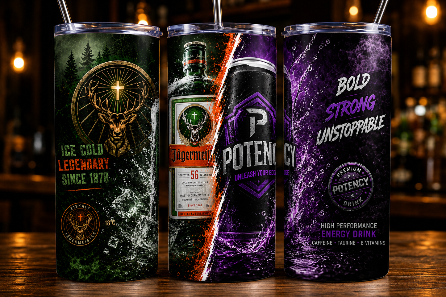 Jägermeister & Potency Energy Inspired 20 oz BrandyTumbler Sublimation Design | Printable PNG | Instant Digital Download