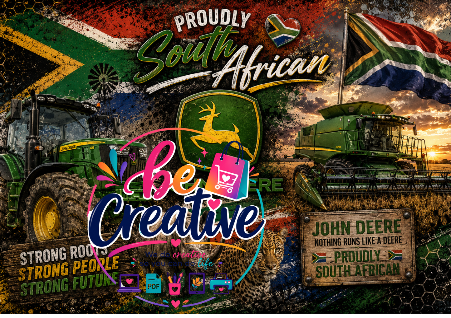 John Deere Green Proudly South African Wrap | Ready-to-Print Designs | Instant Download