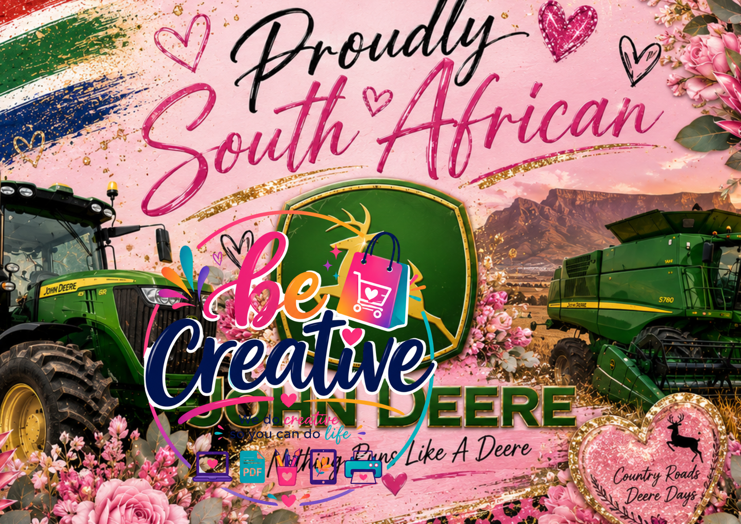 John Deere Pink Proudly South African Wrap| Ready-to-Print Designs | Instant Download