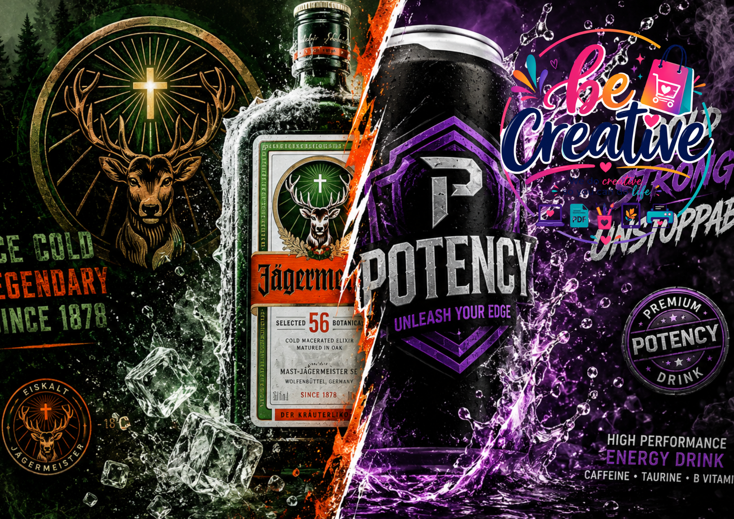 Jägermeister & Potency Energy Inspired 20 oz BrandyTumbler Sublimation Design | Printable PNG | Instant Digital Download