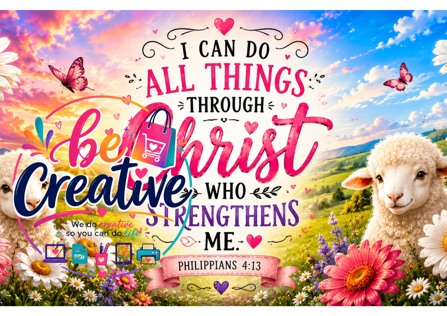 All Things Through Christ 11 oz Mug Sublimation Design | High-Quality Printable PNG | Vibrant Coffee Mug Wrap | Instant Digital Download
